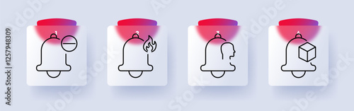 Notification and warning set icon. Mute alert, fire warning, user alert, package notification, security, system warnings, digital safety, emergency