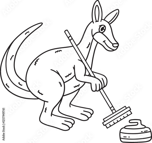 Curling Kangaroo Isolated Coloring Page for Kids