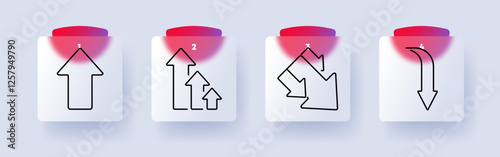 Direction and business movement set icon. Upward trend, multiple arrows, strategic shifts, downward movement, corporate growth, business development, financial shift