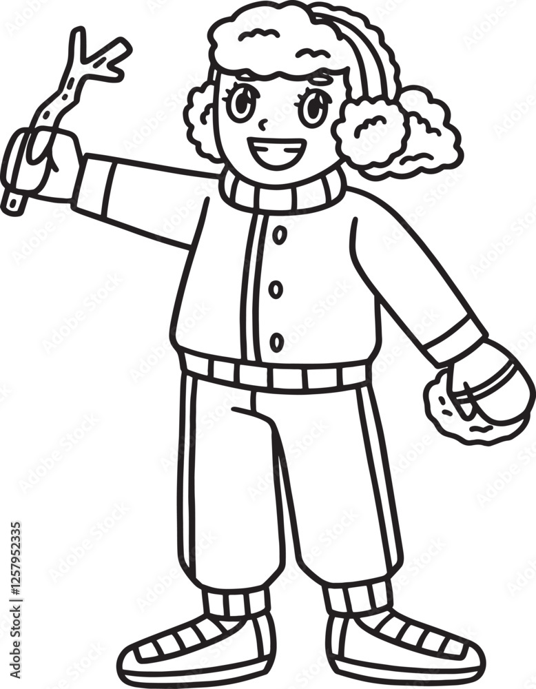 Sledding Girl Wearing a Winter Clothing Isolated Sledding Girl Wearing a Winter Clothing Isolated