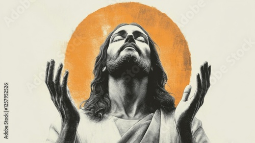 Man with raised hands