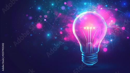 Illuminating Ideas: Glowing Bulb Symbolizes Creativity, Innovation, and Problem Solving with Bright, Futuristic Designs