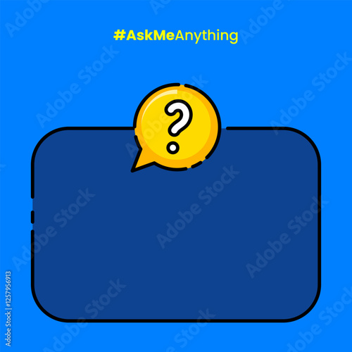 Question mark copy space background. Blue ask me banner template.