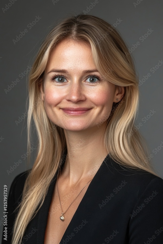 Woman with long blonde hair and necklace Woman with long blonde hair and necklace