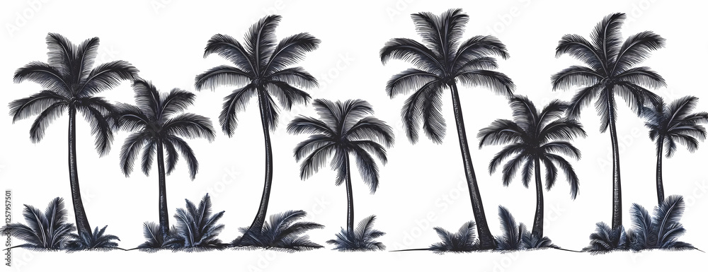 Tropical palm trees silhouette Tropical palm trees silhouette