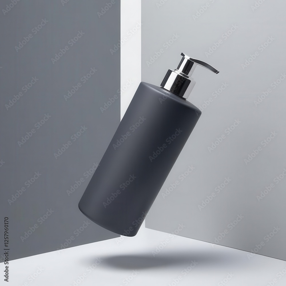 Minimalist design of a sleek lotion bottle in modern surroundings. Minimalist design of a sleek lotion bottle in modern surroundings.