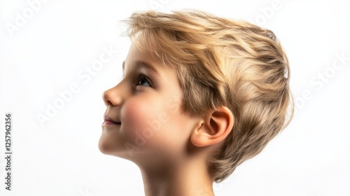 boy looking upwards profile shot