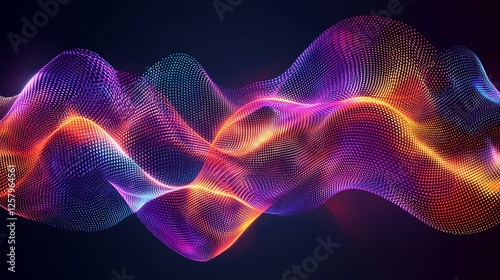Abstract Colorful Wave, Data Flow, Digital Background, Technology Concept