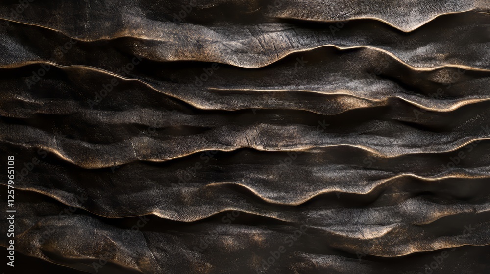 Fototapeta premium Abstract, Bronze Wavy Metal Texture Background