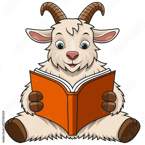 Cartoon sheep reading a book