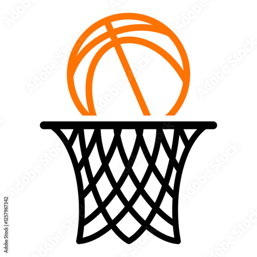 Basketball ring with ball isolated on white background