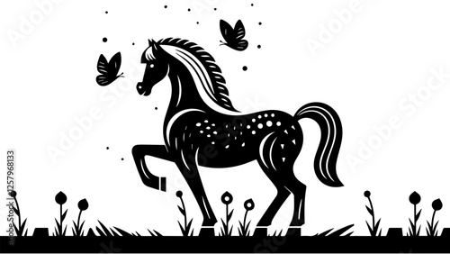 Adobe Illustrator ArVector black horse silhouette isolated view. Horse silhouette.Black color bold and line vector illustrations eps 10 on a PNG background.twork photo