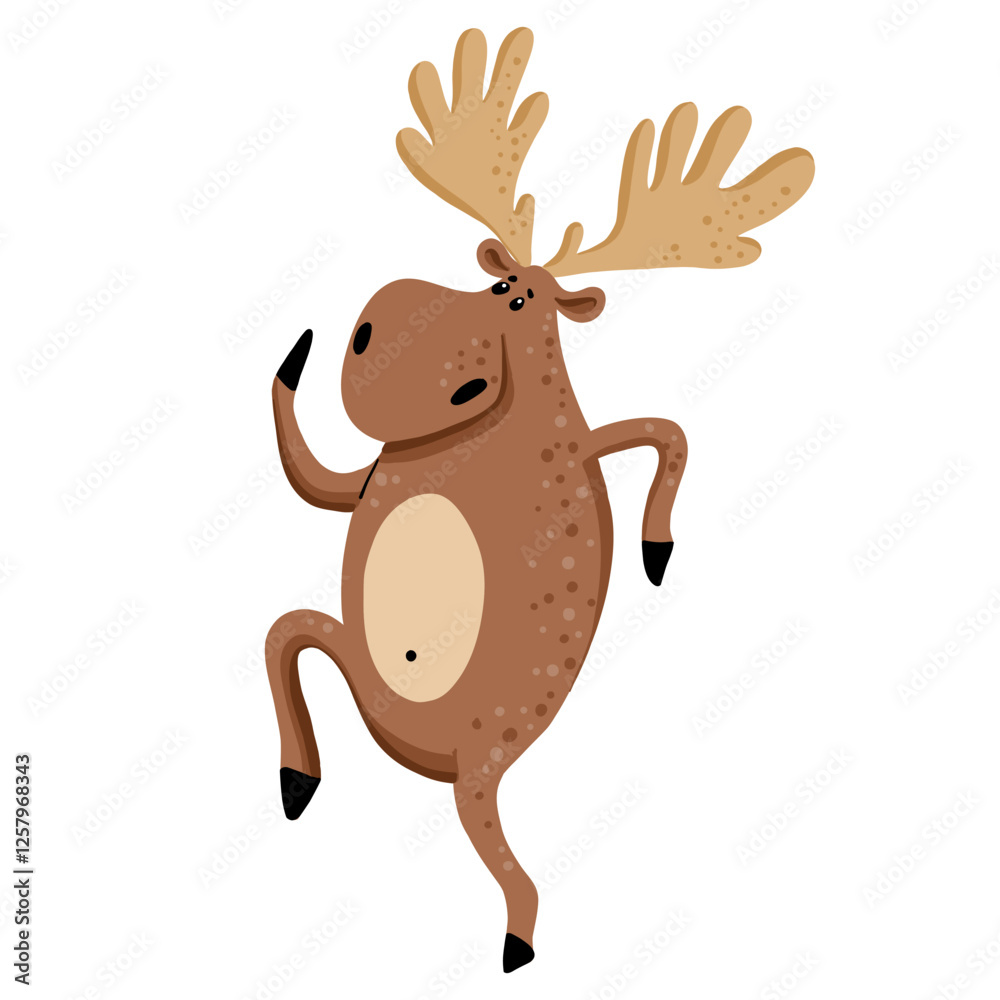 Fototapeta premium Children cute animal, dancing elk