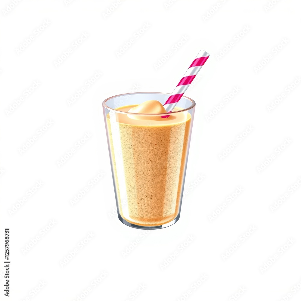 Smoothie in glass with pink striped straw Smoothie in glass with pink striped straw