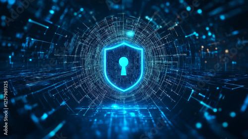 Network protection and cybersecurity , information . Future technology web services for business and internet project management . blue digital background