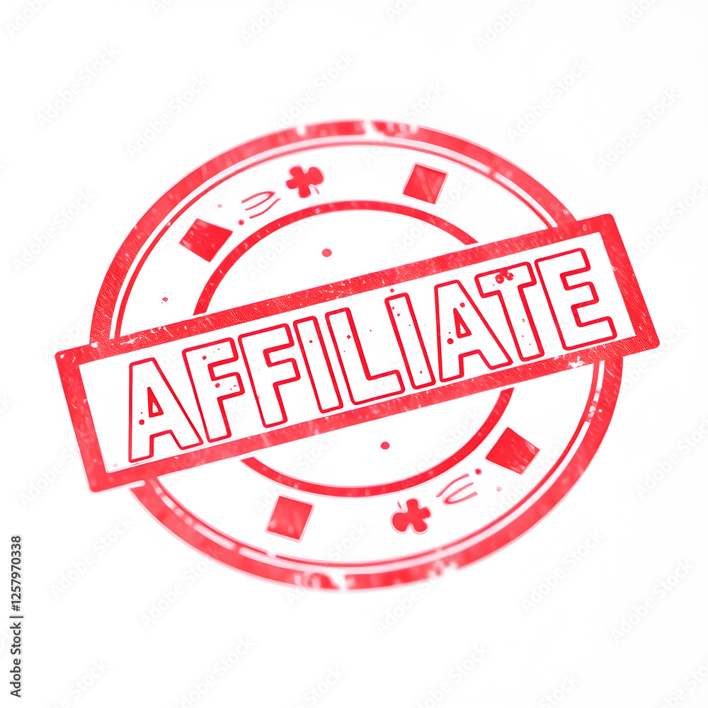 Affiliate text stamp red rubber stamp on white background. Generative AI Affiliate text stamp red rubber stamp on white background. Generative AI