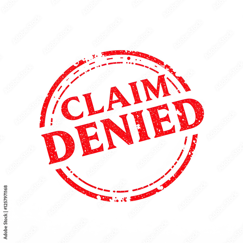 Claim Denied text stamp red rubber stamp on white background. Generative AI Claim Denied text stamp red rubber stamp on white background. Generative AI