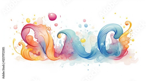 rainbow water color font photo