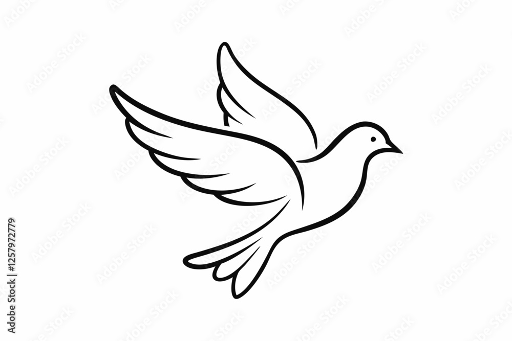 Obraz premium One-Line Dove in Flight – Peaceful Minimalist Silhouette Vector, Modern Line Art Dove Perched on Hand – Minimalist Peace Symbol Vector.