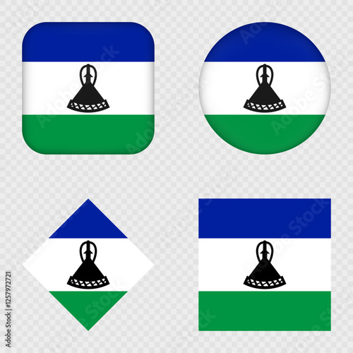Lesotho Flag Icons Pack. Vector illustration.