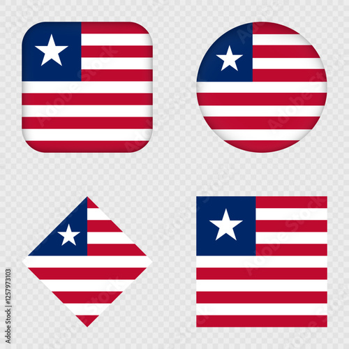 Liberia Flag Icons Pack. Vector illustration.