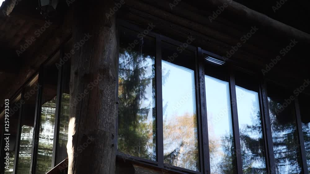 Russia-style wooden cabin house in the woods Russia-style wooden cabin house in the woods