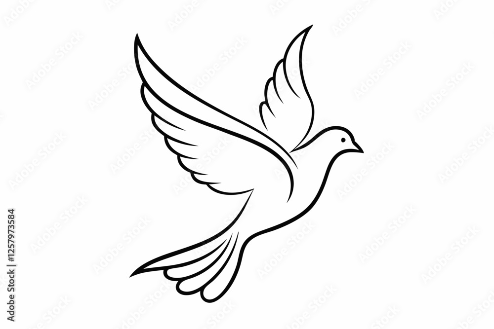 Fototapeta premium One-Line Dove in Flight – Peaceful Minimalist Silhouette Vector, Modern Line Art Dove Perched on Hand – Minimalist Peace Symbol Vector.