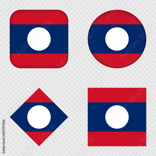 Laos Flag Icons Pack. Vector illustration.