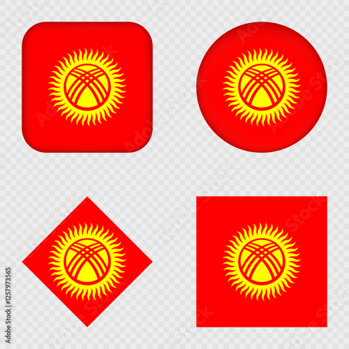 Kyrgyzstan Flag Icons Pack. Vector illustration.