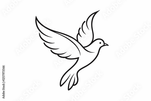 One-Line Dove in Flight – Peaceful Minimalist Silhouette Vector, Modern Line Art Dove Perched on Hand – Minimalist Peace Symbol Vector.