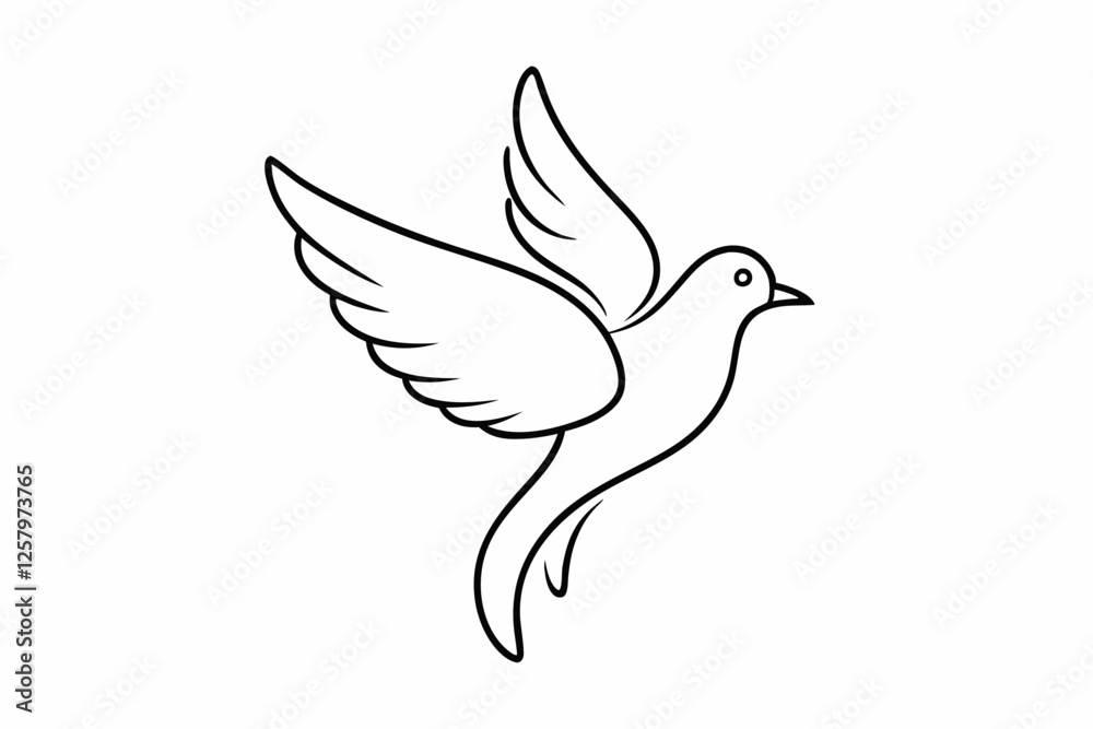 Fototapeta premium One-Line Dove in Flight – Peaceful Minimalist Silhouette Vector, Modern Line Art Dove Perched on Hand – Minimalist Peace Symbol Vector.