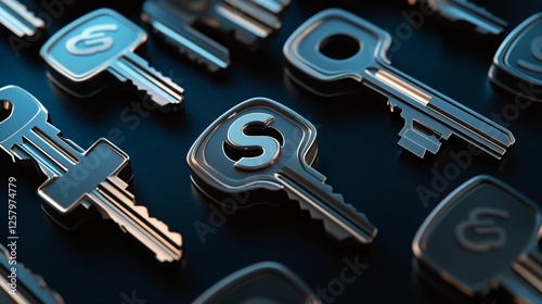 Visual Depiction of Silver S-Shaped Keys for Commercial or Personal Use