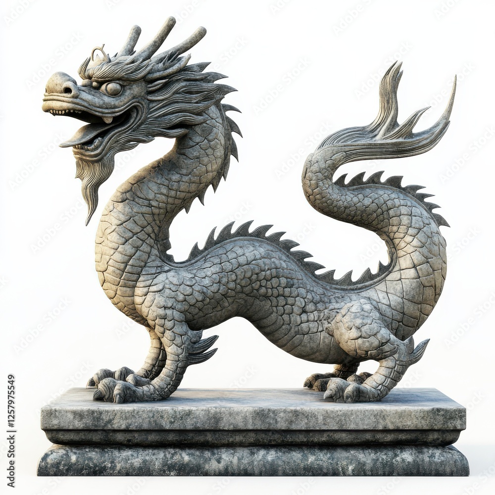Fototapeta premium chinese dragon statue on white background