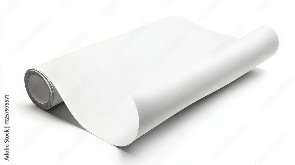 Roll of white blank paper on white background Roll of white blank paper on white background
