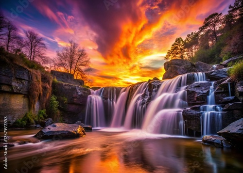 Cheaha Falls Silhouette, Talladega National Forest, Alabama - Dramatic Sunset Landscape Photography photo