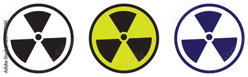 Radioactive hazard warning symbol in different color variations, nuclear radiation danger icon, toxic contamination sign for safety and security. Radiation Hazard icon. radioactive threat alert.  