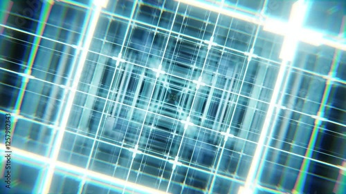 Glowing Blue Grid Layers 3D Camera Loop Animation 4K 60 fps