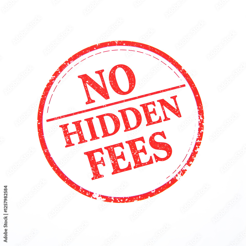 No Hidden Fees text stamp red rubber stamp on white background. Generative AI No Hidden Fees text stamp red rubber stamp on white background. Generative AI