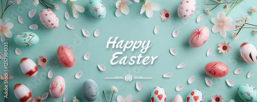 Happy Easter card idea, background or banner for holidays