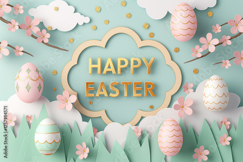Happy Easter card idea, background or banner for holidays