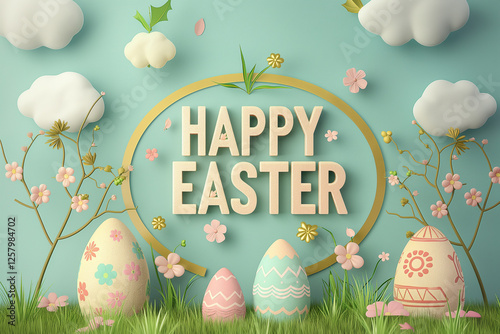Happy Easter card idea, background or banner for holidays