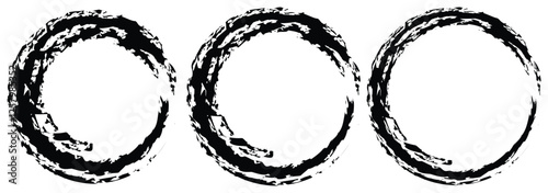 Brush circles. grunge circles. Grunge circles set. Grunge round shapes. Circular ink brush stroke fro design elements. Vector illustration.