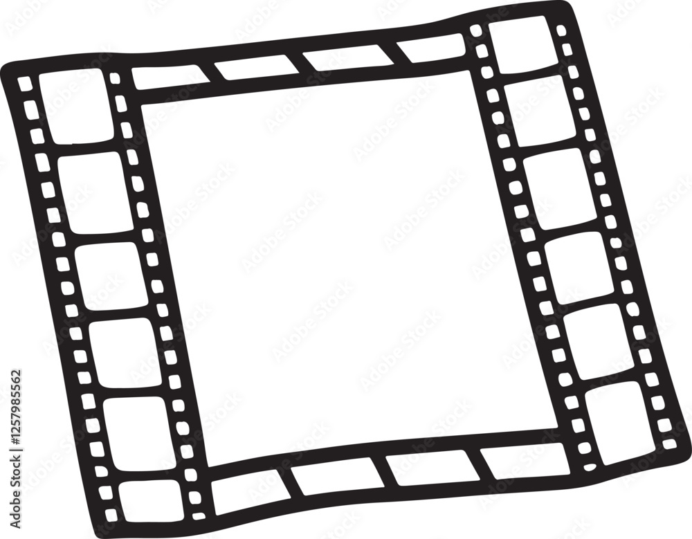 Fototapeta premium A doodle Single film strip frame template with empty slot vector icon illustration on white background 