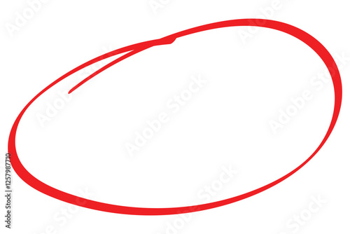 Red circle line pencil. Red brush marker pen round ovals. Scribble horizontal ellipse inrounder. Round scrawl frames. Doodle round circles for message note mark design element. Vector illustration