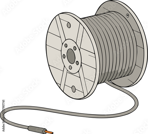 Electrical cable spool vector illustration art with white background.