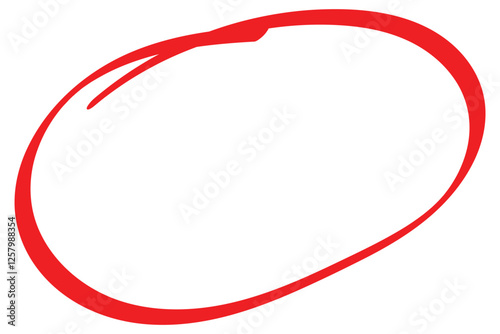 Red circle line pencil. Red brush marker pen round ovals. Scribble horizontal ellipse inrounder. Round scrawl frames. Doodle round circles for message note mark design element. Vector illustration
