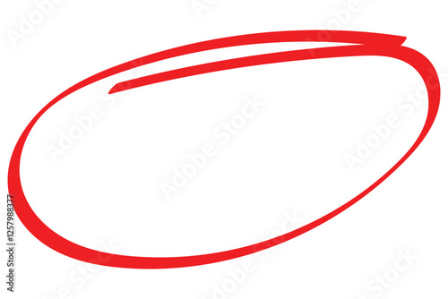 Red circle line pencil. Red brush marker pen round ovals. Scribble horizontal ellipse inrounder. Round scrawl frames. Doodle round circles for message note mark design element. Vector illustration