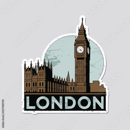 Big Ben London Vintage Travel Sticker