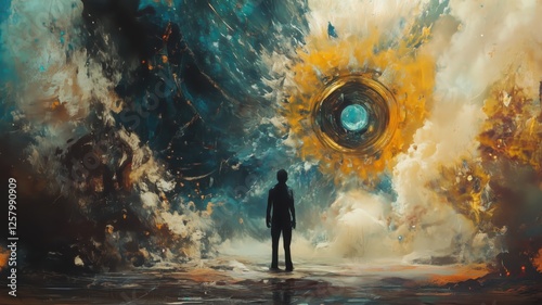 Spiritual exploration adventure person figure energy surrealistic painting art