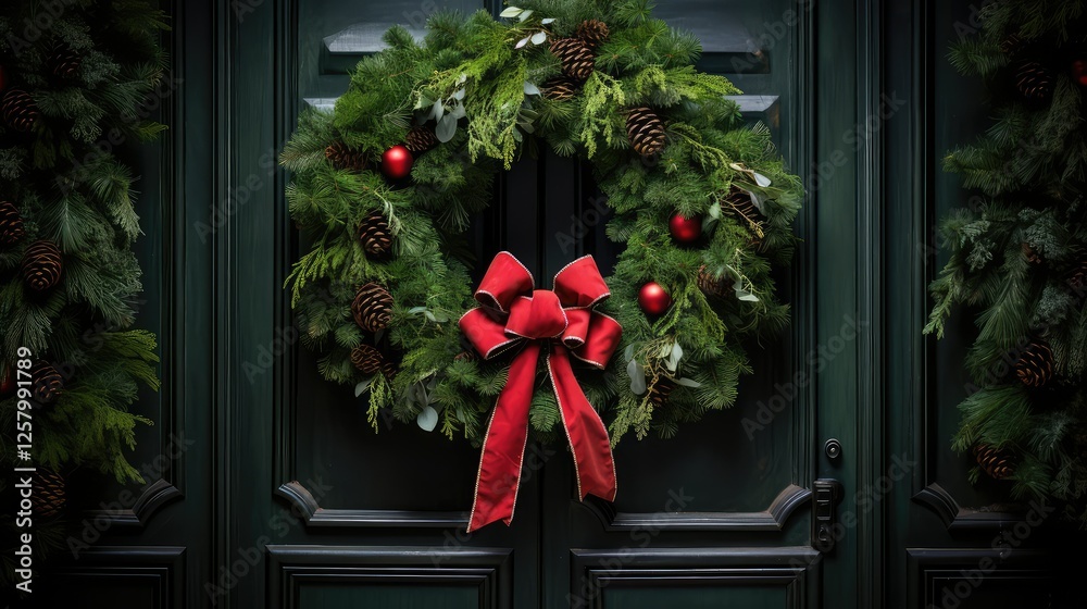 Fototapeta premium berries christmas green leaves